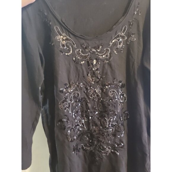 Style&co. Tops - style co Black Long Sleeved Sequin/embroidered Detail. Stunning. Medium